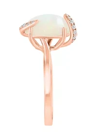 Diamond and Ethiopian Opal Ring In 14K Rose Gold