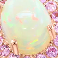 14K Rose Gold Diamond Ethiopian Opal Pink Sapphire Ring