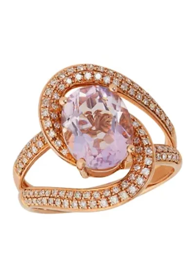 1/2 ct. t.w. Diamond and 2.7 ct. t.w. Pink Amethyst Ring in 14K Rose Gold 