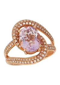 1/2 ct. t.w. Diamond and 2.7 ct. t.w. Pink Amethyst Ring in 14K Rose Gold 