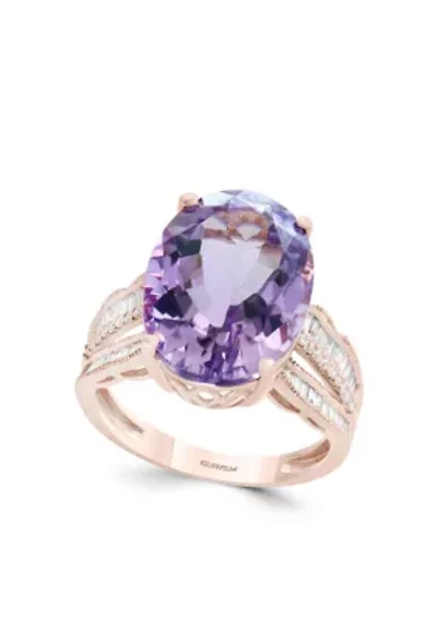 3/8 ct. t.w. Diamond and Pink Amethyst Ring in 14k Rose Gold