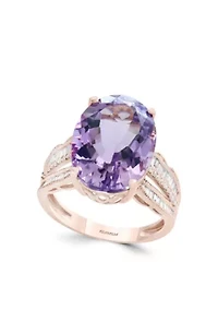 3/8 ct. t.w. Diamond and Pink Amethyst Ring in 14k Rose Gold
