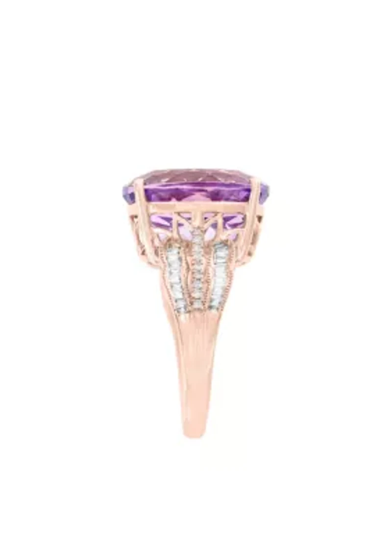 3/8 ct. t.w. Diamond and Pink Amethyst Ring in 14k Rose Gold
