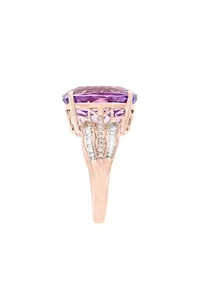 3/8 ct. t.w. Diamond and Pink Amethyst Ring in 14k Rose Gold