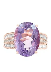 3/8 ct. t.w. Diamond and Pink Amethyst Ring in 14k Rose Gold