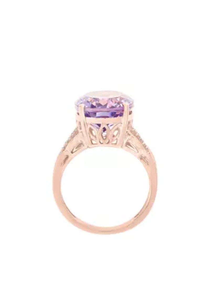 3/8 ct. t.w. Diamond and Pink Amethyst Ring in 14k Rose Gold