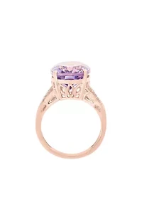 3/8 ct. t.w. Diamond and Pink Amethyst Ring in 14k Rose Gold