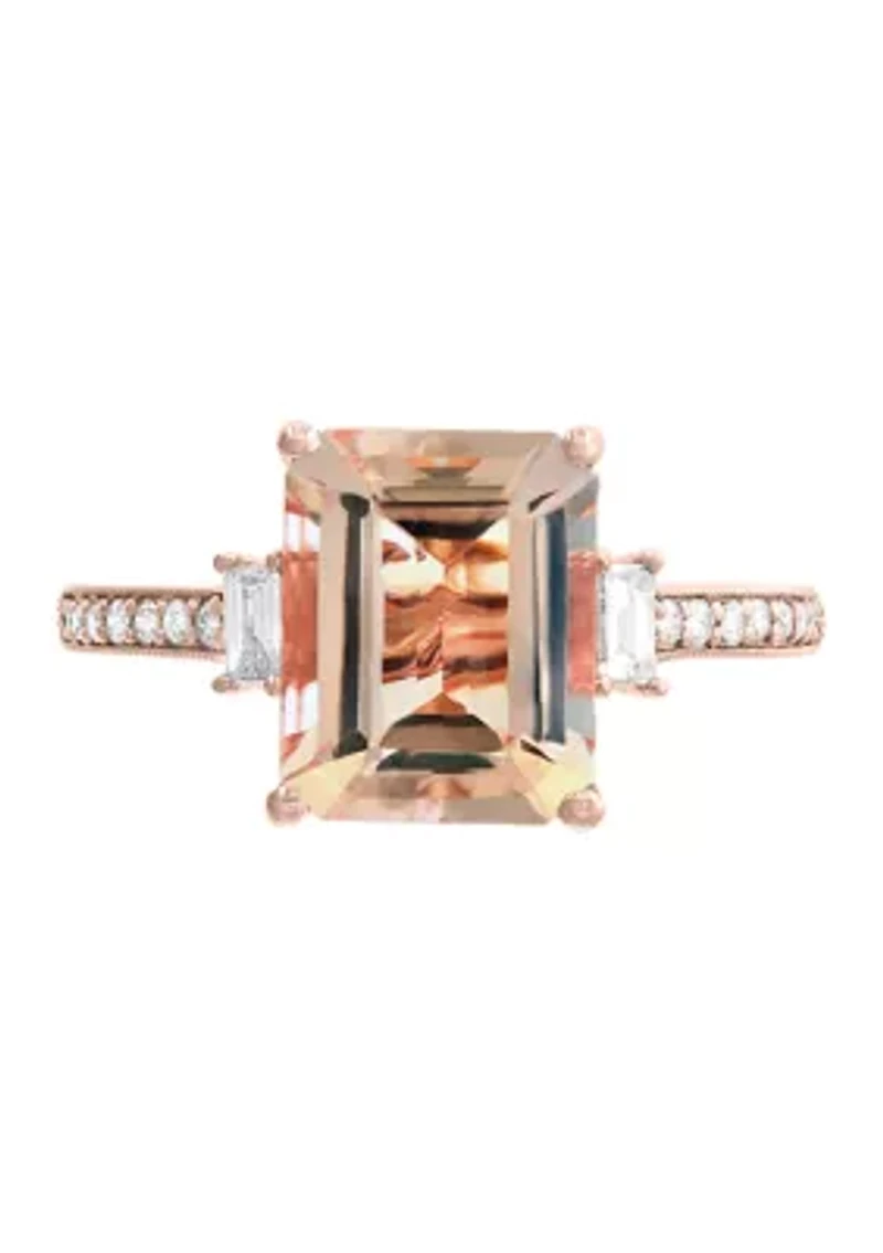 Diamond and Morganite Ring in 14K Rose Gold