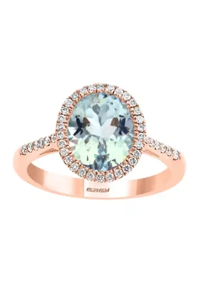 Diamond and Aquamarine in 14K Rose Gold 