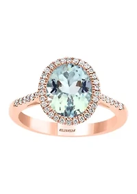 Diamond and Aquamarine in 14K Rose Gold 