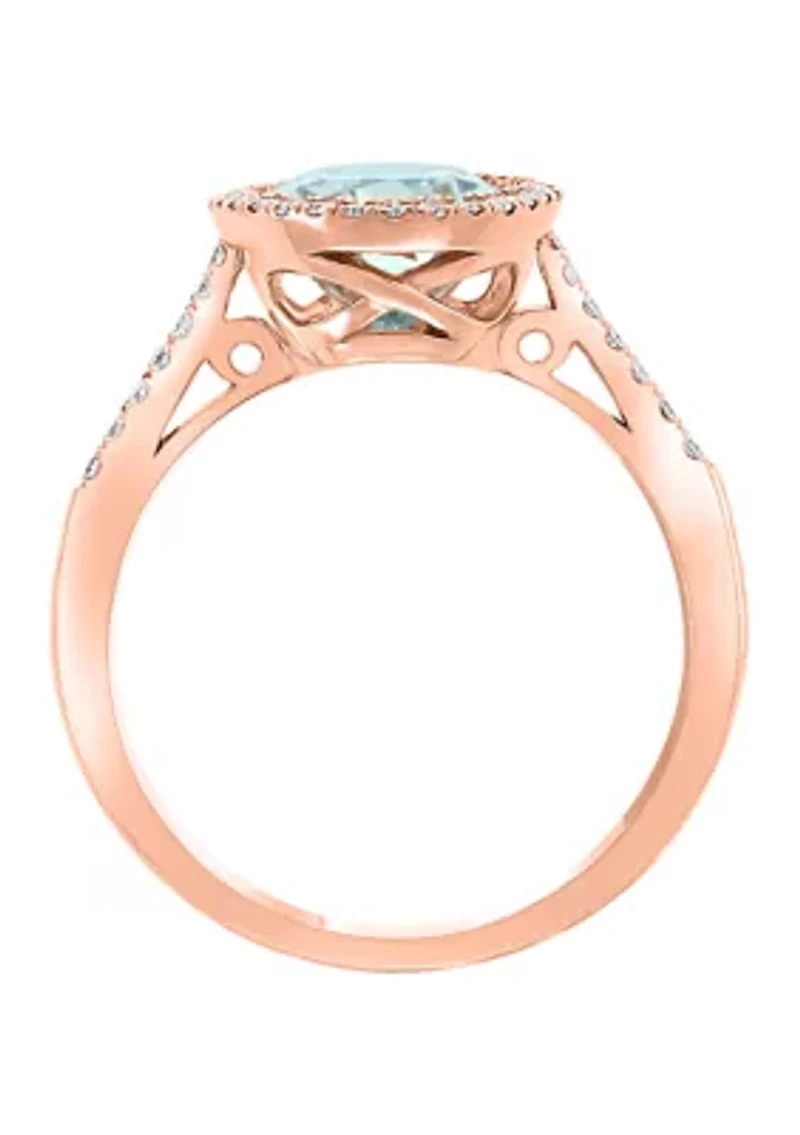 Diamond and Aquamarine in 14K Rose Gold 