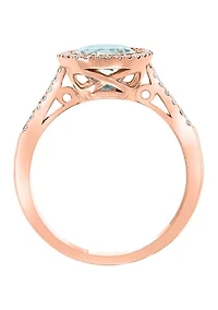 Diamond and Aquamarine in 14K Rose Gold 