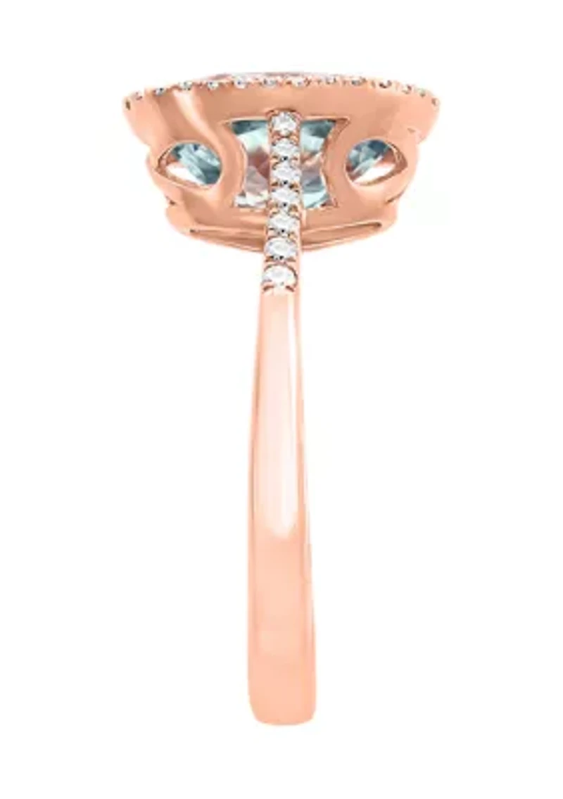 Diamond and Aquamarine in 14K Rose Gold 