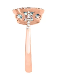 Diamond and Aquamarine in 14K Rose Gold 