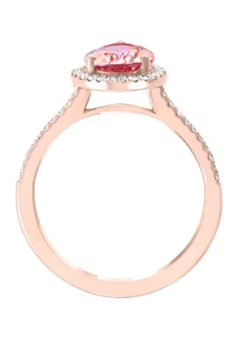 1/4 ct. t.w. Diamond and 1.55 ct. t.w. Pink Morganite Ring in 14K Rose Gold