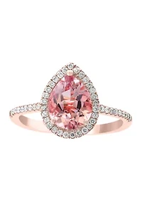 1/4 ct. t.w. Diamond and 1.55 ct. t.w. Pink Morganite Ring in 14K Rose Gold