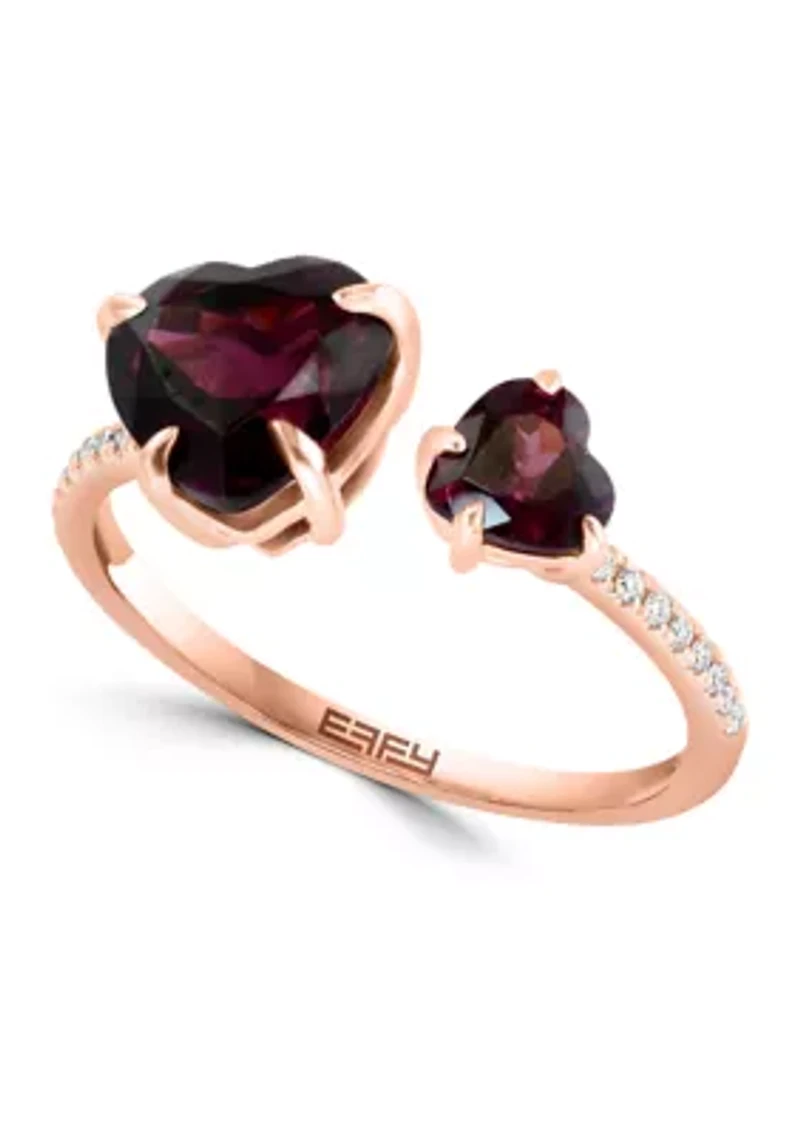 1/10 ct. t.w. Diamond, 3 ct. t.w. Rhodolite Ring in 14K Rose Gold
