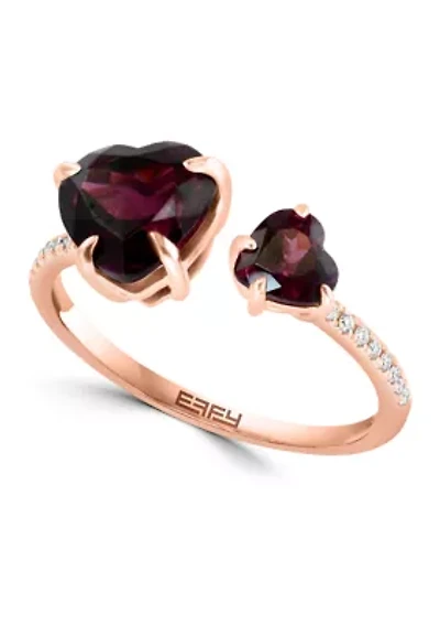 1/10 ct. t.w. Diamond, 3 ct. t.w. Rhodolite Ring in 14K Rose Gold