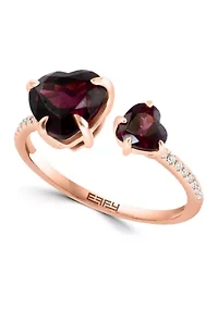 1/10 ct. t.w. Diamond, 3 ct. t.w. Rhodolite Ring in 14K Rose Gold