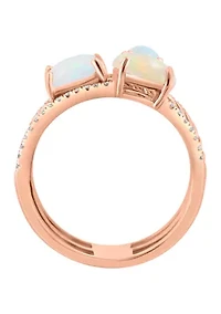 1/5 ct. t.w. Diamond, 1.5 ct. t.w. Ethiopian Opal Ring in 14K Rose Gold