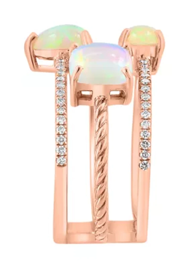 1/5 ct. t.w. Diamond, 1.5 ct. t.w. Ethiopian Opal Ring in 14K Rose Gold