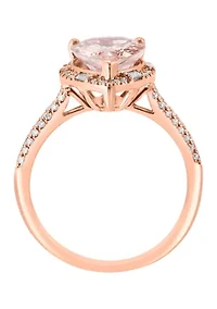 Diamond and Morganite Pear Ring in 14K Rose Gold