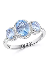 Diamond Aquamarine Ring in 14K White Gold