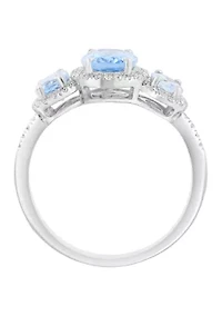 Diamond Aquamarine Ring in 14K White Gold