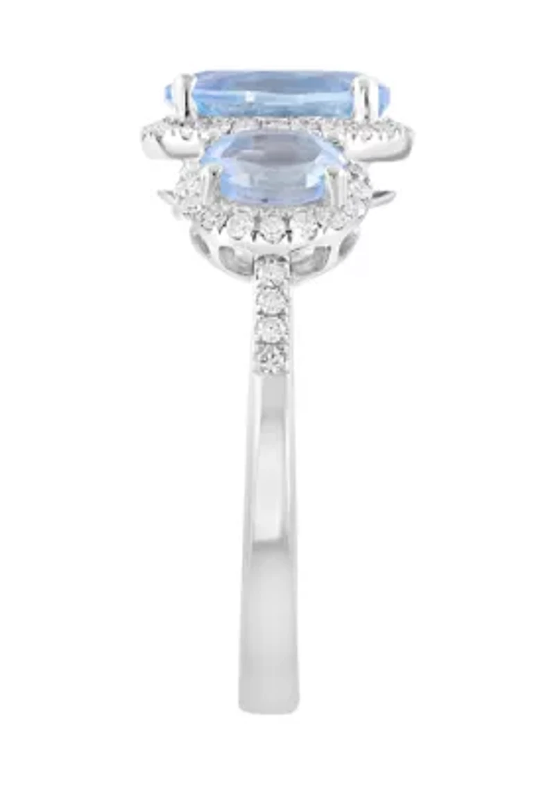 Diamond Aquamarine Ring in 14K White Gold