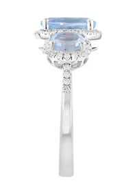 Diamond Aquamarine Ring in 14K White Gold
