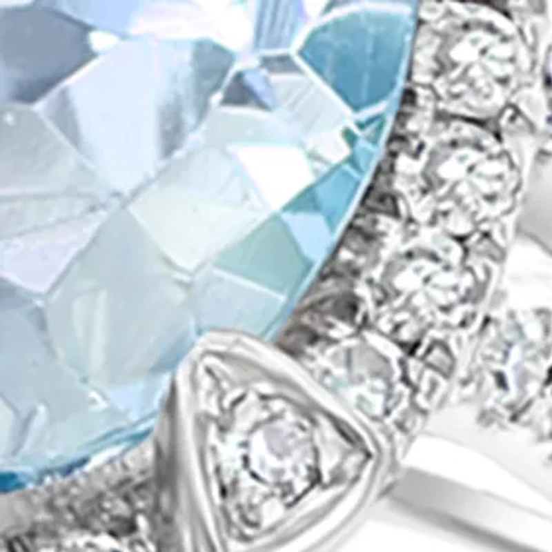 Diamond and Aquamarine Ring in 14K White Gold