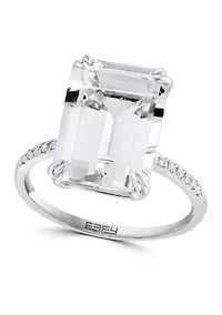 Diamond and White Topaz Ring 14K Gold