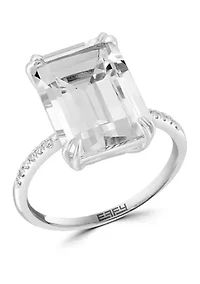 Diamond and White Topaz Ring 14K Gold