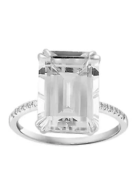 Diamond and White Topaz Ring 14K Gold