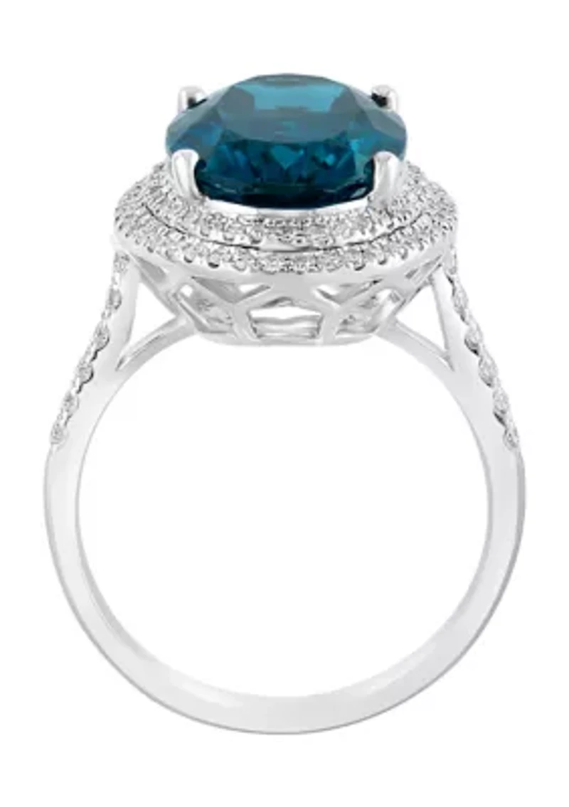 6.85 ct. t.w. Blue Topaz, 3/8 Diamond Ring 14K White Gold