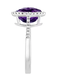 1/6 ct. t.w. Diamond and Amethyst Ring in 14K White Gold