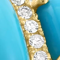 14K Yellow Gold Diamond, Turquoise Ring 