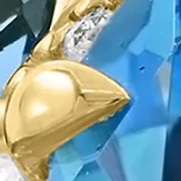 14K Yellow Gold Diamond and Blue Topaz Ring