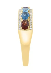 Diamond Amethyst Blue Topaz London Blue Topaz Citrine Garnet Rhodolite Peridot Ring in 14K Yellow Gold
