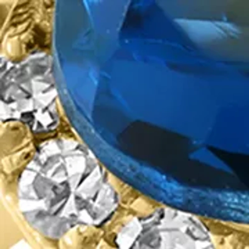 1/8 ct. t.w. Diamond and 5.5 ct. t.w. London Blue Topaz Butterfly Ring in 14K Yellow Gold