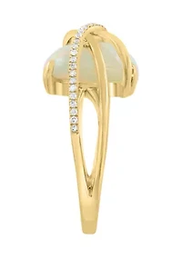 14K Yellow Gold  Diamond Ethiopian Opal Ring