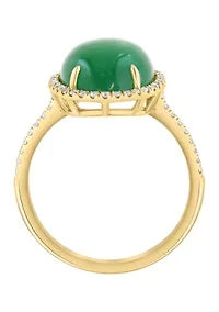 14K Yellow Gold Diamond Dyed Jade Ring