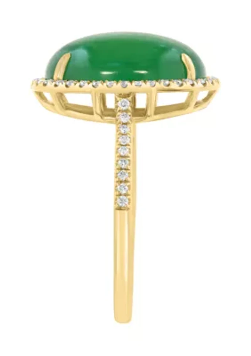 14K Yellow Gold Diamond Dyed Jade Ring