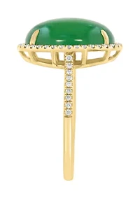 14K Yellow Gold Diamond Dyed Jade Ring