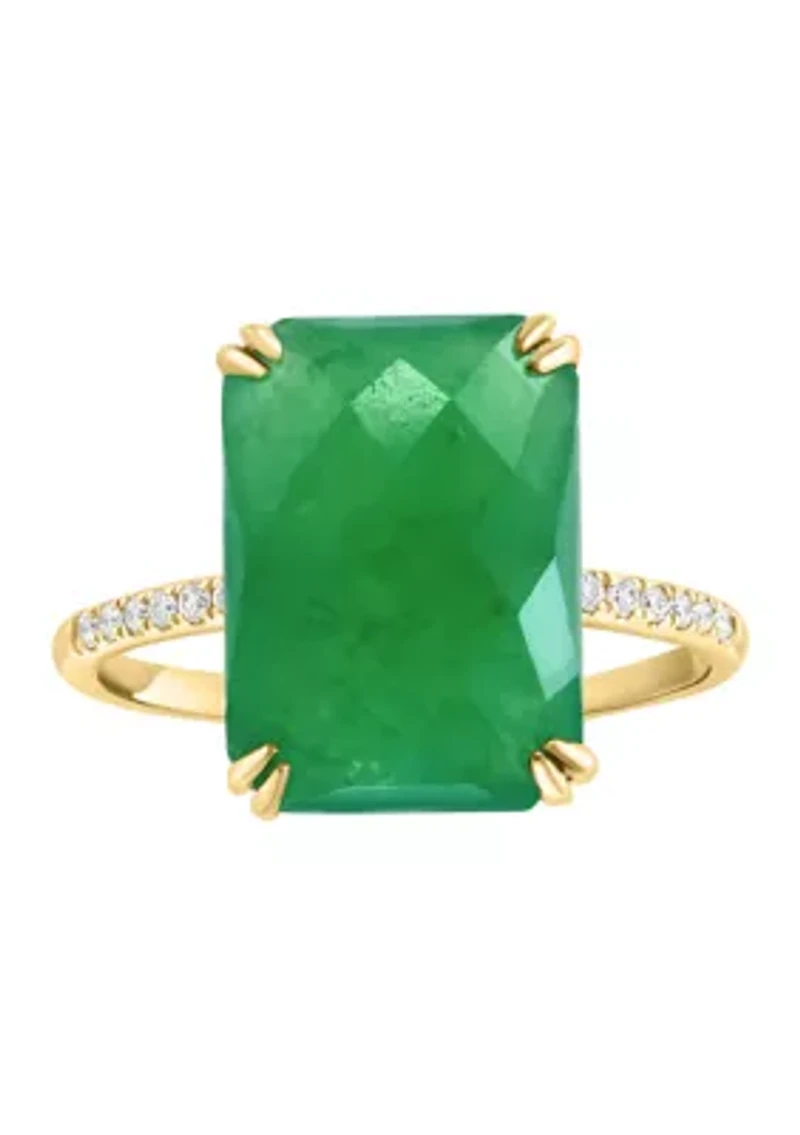 Diamond Jade Ring 14K Yellow Gold