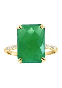 Diamond Jade Ring 14K Yellow Gold