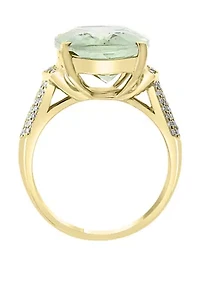  8.35 ct. t.w. Green Amethyst and 1/4 ct. t.w. Diamond Ring in 14K Yellow Gold 