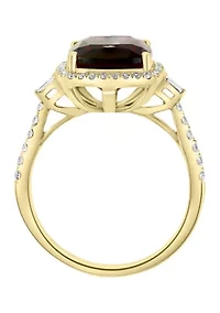  14K Yellow Gold 1/3 ct. t.w. Diamond and  5.45 ct. t.w. Garnet  Ring
