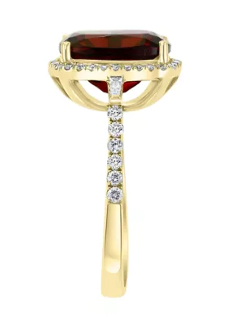  14K Yellow Gold 1/3 ct. t.w. Diamond and  5.45 ct. t.w. Garnet  Ring