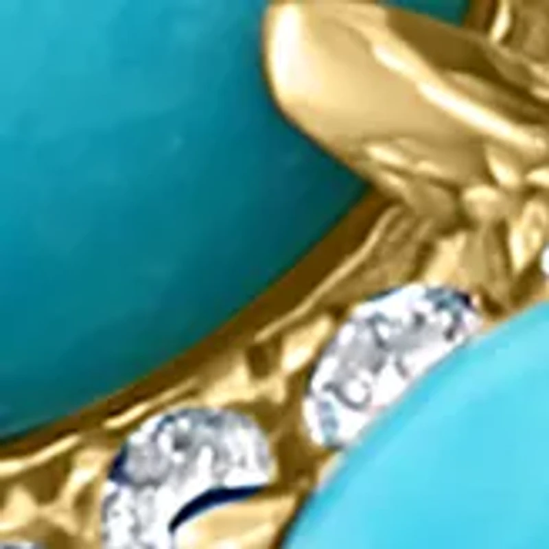 1/3 ct. t.w. Diamond and 3.04 ct. t.w. Turquoise Ring in 14K Yellow Gold